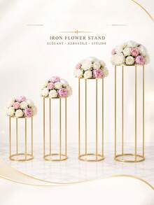 European Style Golden Iron Round Flower Stand, Flower Container, Wedding Hall Display Stand, Decorative Props For Wedding Scene Layout, Banquet And Event Decoration, Elegant Metal Floral Display Rack For Party And Ceremony Decor - AAA - View 7