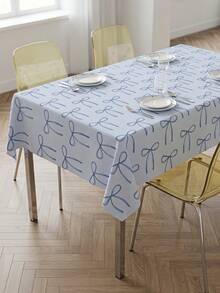 Joivida One Blue Bow Tablecloth, Made Of Peach-Colored Velvet, Easy To Clean For Kitchen And Dining Room Decoration, Suitable For Parties, Picnics, Home Decorations, With A Bright Style, Durable Fabric, Movable Fabric, Party Tableware - Blue bow - View 1