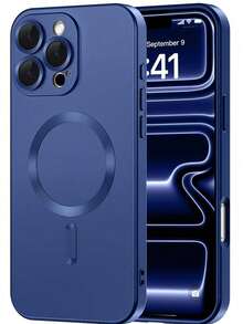 Teckwe 手機殼 - 新品上市奢華磨砂半透明磁吸手機殼，兼容 18 17 16 15 14 13 12 11 Pro Max Air，配備吸震框架與相機保護蓋，磨砂金屬質感，金屬漆耐磨，鏡頭保護軟框防震保護殼 - 藍色 - 查看 25