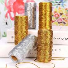 1.5mm 100m Gold Silver Macrame Cord Rope String For Gift Wrapping, Hanging Ornaments, Party Supplies, Sewing Diy Rope Ribbon Crafts Twine Twisted Thread Home Decoration Valentine'S Day - Multicolor - View 8