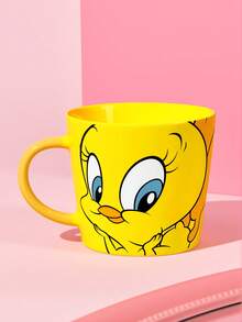LOONEY TUNES X SHEIN 400ml/14oz 黃色可愛小鳥陶瓷馬克杯，家用早餐牛奶咖啡水杯，女生學生桌面飲水杯，辦公室下午茶卡通彩繪情侶禮物飲水杯 - 黃色 - 查看 2