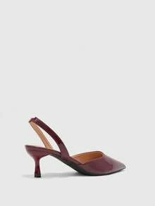 CUCCOO BIZCHIC Women's Spring And Summer New Burgundy Pointed Back Strap Stiletto Wear Commuter High Heels Fall Shoes - Burgundy - View 3