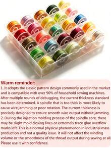 36pcs 36 Colors High Quality Sewing Thread Bobbin Set, Suitable For Various Sewing Machines, With Bobbin Storage Box (Random Color) - Multicolor - View 9