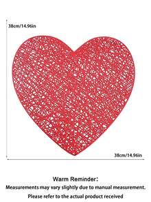 Valentine'S Day Heart-Shaped Pvc Table Mats - Heat-Resistant, Non-Slip Dining Placemats For Home & Restaurant Use, Romantic Table Setting | Bold Pattern Placemats | Pvc Placemats - Multicolor - View 2
