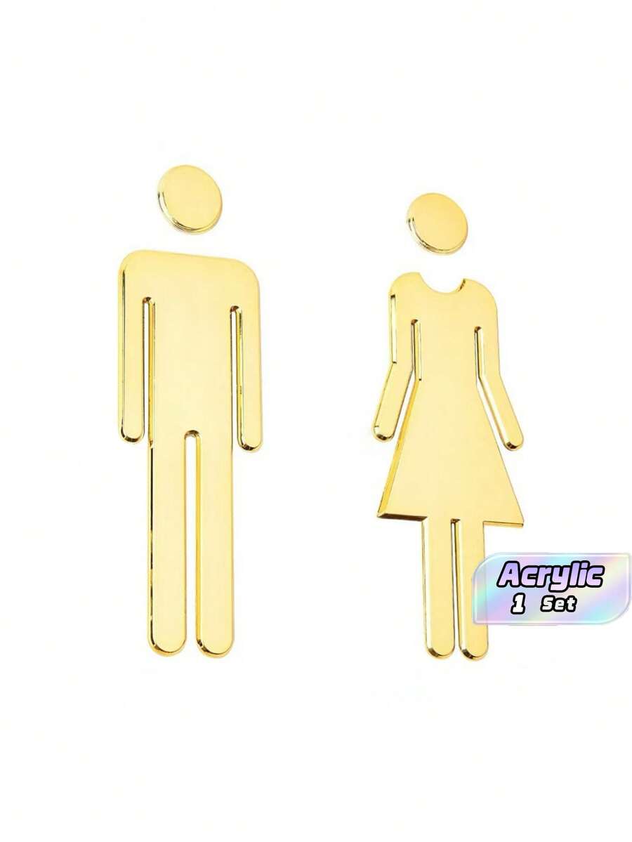2Pcs Restroom Sign Wall Stickers, Mirror Men Women Door Plaque, Wall Door Decor, Birthday Graduation Gift - 2PCS - View 1