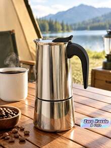 12 Cup Stainless Steel Espresso Coffee Maker, 600ml Moka Pot For Home, Kitchen, Camping - Silver - View 1