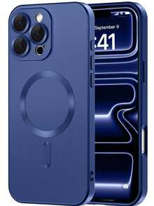 Teckwe 手機殼 - 新品上市奢華磨砂半透明磁吸手機殼，兼容 18 17 16 15 14 13 12 11 Pro Max Air，配備吸震框架與相機保護蓋，磨砂金屬質感，金屬漆耐磨，鏡頭保護軟框防震保護殼 - 藍色 - 查看 8