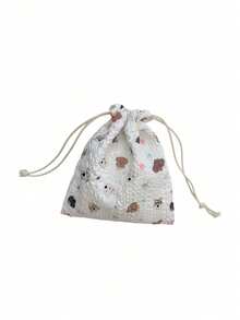 Joivida 1 Tabletop Decor Textured Fabric Drawstring Pouch, Minimalist Aesthetic Vanity Decor, Modern Artistic Accent For Bedroom Entryway, Perfect Housewarming Gift For Apartment Living Room Shelf Mantel - default - View 12