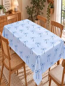 Joivida One Blue Bow Tablecloth, Made Of Peach-Colored Velvet, Easy To Clean For Kitchen And Dining Room Decoration, Suitable For Parties, Picnics, Home Decorations, With A Bright Style, Durable Fabric, Movable Fabric, Party Tableware - Blue bow - View 6