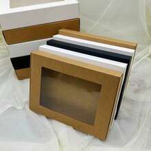 10pcs/Pack Kraft Paper & White Cardboard Transparent Pvc Window Display Gift Box For Towels, Silk Scarves, Toys, Necklaces, Etc. - Boxes - View 3