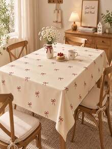 Joivida One Yellow Bow Tablecloth, Made Of Peach-Colored Velvet, Easy To Clean For Kitchen And Dining Room Decoration, Suitable For Parties, Picnics, Home Decorations, With A Bright Style, Durable Fabric, Movable Fabric, Party Tableware - Yellow bow - View 3