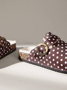 Solecia Women's New Slip-On Slippers With Plush Warm And Comfortable Shoes Inside Fall Shoes - Brown polka dot - View 9