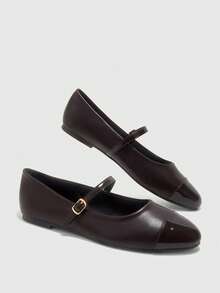 CUCCOO BIZCHIC Comfortable Soft Sole Solid Color Splicing Flats, Retro, Elegant And Fashionable, Suitable For Going Out For Vacation, Leisure And Commute - Brown - View 3