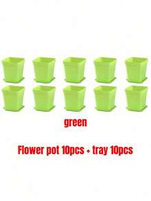 10/20pcs Colorful Mini Square Succulent Pot With Tray Plastic Flower Pot Plant Growing Container Suit For Home Garden Balcony Office - Multicolor - View 21