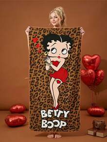 Betty Boop X POKOJA LAND Leopard Print Beach Towel, Super Soft Quick Dry Microfiber Bath Towel, Large Size Lightweight Beach Blanket For Swimming Pool Travel - coffee color - View 8