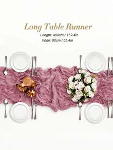 1/5Pcs ,Watermelon Red Bohemia Cheesecloth Table Runner Rustic Gauze Tablecloth Table Cover, Countryside Vintage Transparent Table Runner Farmhouse Decorative Table Runner,Simple Polyester Tablecloth Decoration, Suitable For The Dining Table - Watermelon red - View 6