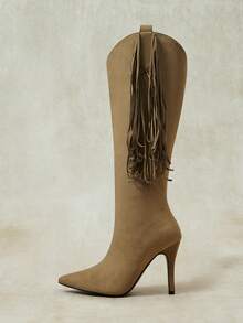 Styleloop Suede Tassel Boots Women - Dark apricot - View 1