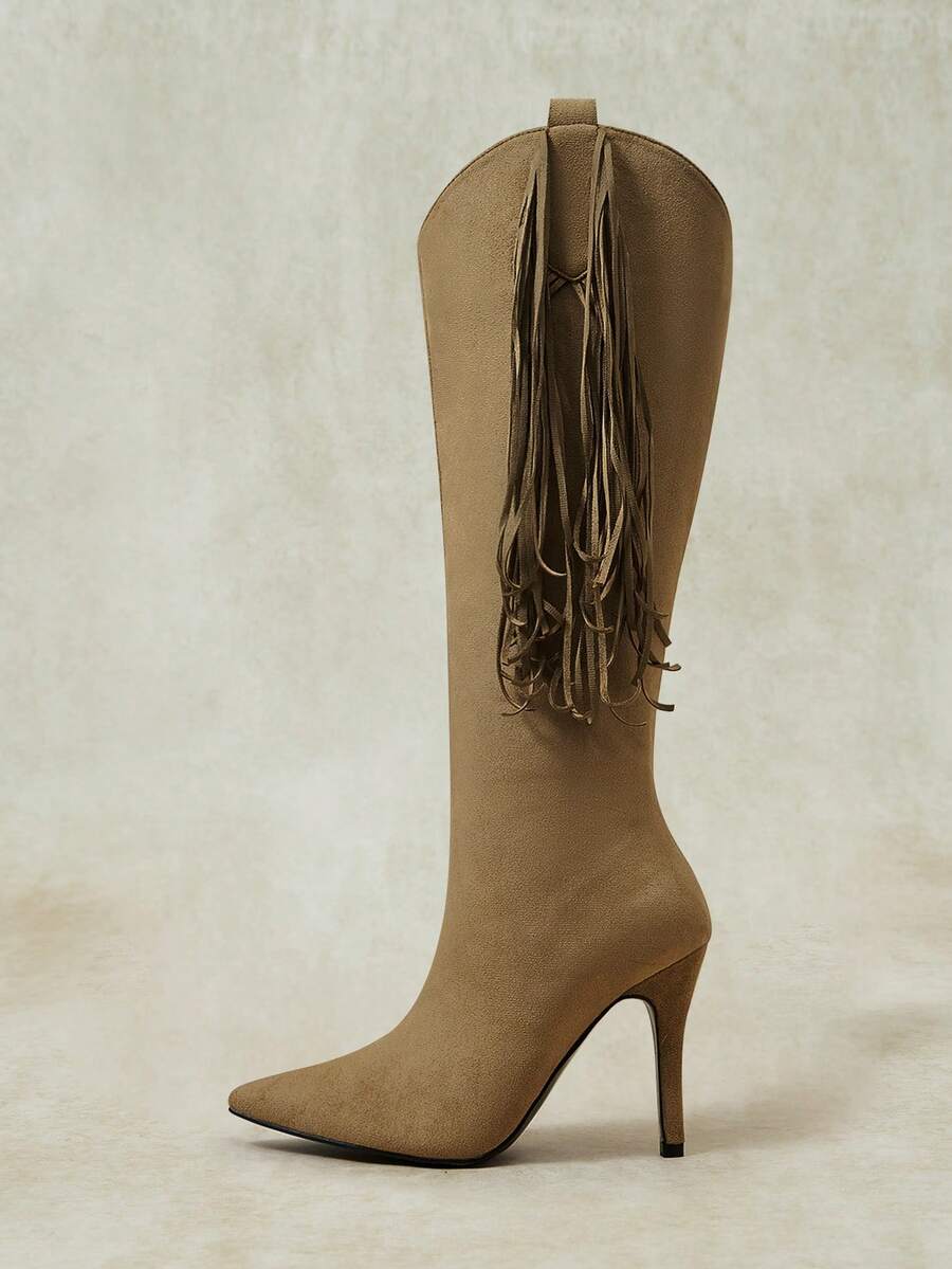 Styleloop Suede Tassel Boots Women - Dark apricot - View 1