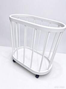 Waterproof Rolling Laundry Basket, Slim Large‑Capacity Dirty Clothes Hamper With Wheels For Bathroom Home, Yoga Mat Storage Bin - White - View 10
