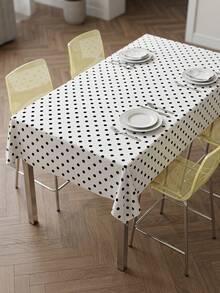 Joivida One White Polka Dot Tablecloth, Made Of Peach Velvet Material, Easy To Clean, Suitable For Kitchen And Dining Room Decoration, Suitable For Parties, Picnics, Home Decorations, Bright Style, Durable Fabric, Movable Fabric, Party Tableware - White polka dot - View 1