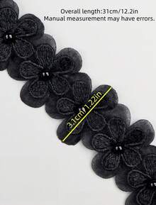 Embroidered Beaded 3D Flower Applique Trim For DIY Hairband Belt Decoration Sewing Craft Supplies - Lace - View 6