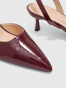 CUCCOO BIZCHIC Women's Spring And Summer New Burgundy Pointed Back Strap Stiletto Wear Commuter High Heels Fall Shoes - Burgundy - View 6