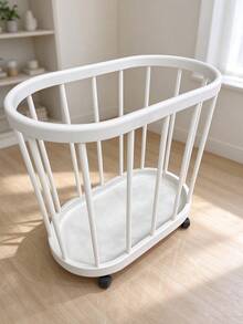 Waterproof Rolling Laundry Basket, Slim Large‑Capacity Dirty Clothes Hamper With Wheels For Bathroom Home, Yoga Mat Storage Bin - White - View 5