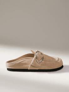 Solecia Retro Mules Shoes Side Buckle Back Empty Slippers Casual Shoes Fall Shoes - Khaki - View 1