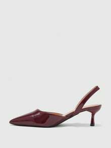 CUCCOO BIZCHIC Women's Spring And Summer New Burgundy Pointed Back Strap Stiletto Wear Commuter High Heels Fall Shoes - Burgundy - View 4
