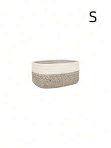Cirelle 1pc Minimalist Woven Storage Basket, Bohemian Geometric Rattan Container, Suitable For Home And Garden Decor, Desktop Storage, Bathroom And Cosmetic Storage, Natural Wooden Plant Stand, Bohemian Rope Woven Small Item Basket - Grey - View 12