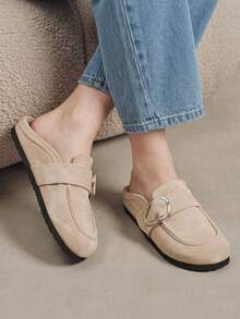 Solecia Retro Mules Shoes Side Buckle Back Empty Slippers Casual Shoes Fall Shoes - Khaki - View 6
