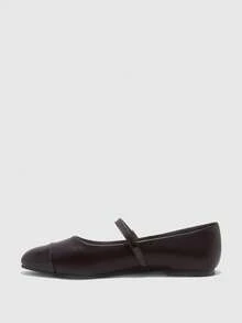 CUCCOO BIZCHIC Comfortable Soft Sole Solid Color Splicing Flats, Retro, Elegant And Fashionable, Suitable For Going Out For Vacation, Leisure And Commute - Brown - View 4