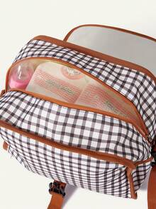 Cozy Pixies 1 Piece, Oxford Cloth, Mommy Bag, Plaid Pattern, Multi-Functional Portable Mother And Baby Bag, Oblique Span, Casual Large-Capacity Mother Bag, Going - Lattice - View 8