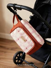 Cozy Pixies 1 Piece Oxford Cloth Diaper Storage Bag, Multi-Functional Travel Storage Mother And Baby Bag, Hidden Convenient Tissue Bag, Baby Product Bag. - Plaid - View 2