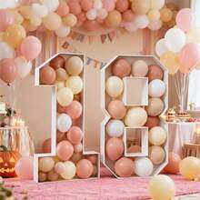 1 Pc Extra Large Reusable Foam Balloon Frame, Available In Number 1, 0, 8 For Free Combination. It Can Be Filled With Balloons And Flowers, Suitable For DIY, Birthdays, Valentine's Day, Anniversaries, Halloween, Christmas And Various Occasions. - White - View 3