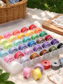 36pcs 36 Colors High Quality Sewing Thread Bobbin Set, Suitable For Various Sewing Machines, With Bobbin Storage Box (Random Color) - Multicolor - View 5