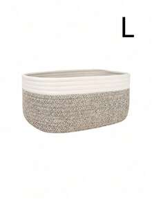 Cirelle 1pc Minimalist Woven Storage Basket, Bohemian Geometric Rattan Container, Suitable For Home And Garden Decor, Desktop Storage, Bathroom And Cosmetic Storage, Natural Wooden Plant Stand, Bohemian Rope Woven Small Item Basket - Grey - View 11