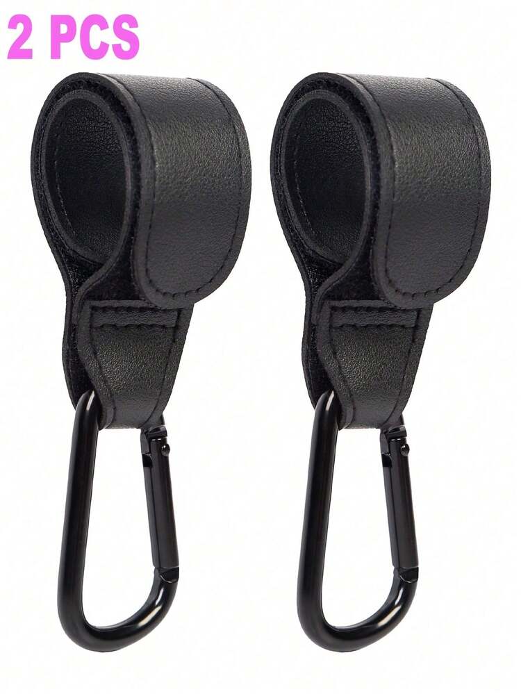 SHEIN 2 PCS Multifunctional Stroller Hook PU Leather Buckle Hanger For Mommy Bags, Backpacks, Car Seats, Shopping Carts, Universal Baby Accessories - Multicolor - View 1