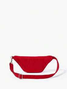 Viva Strut Ladies Retro Rivets Red Suede Waist Bag/Chest Bag, Fashionable, Personalized, Simple, Versatile, Street, Sweet And Cool Girls Y2k, For Daily, Shopping - Red suede - View 6