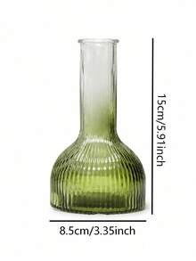 Cirelle 1Pc Glass Vase, Gradient Tinted Glass With Vertical Ribbed Texture, For Dried Floral Display, Tabletop Aesthetic, Boho, Modern Minimalist, Bedroom Shelf Decor, Housewarming Gift,For Living‑Room Vanity Decor To Refresh Household Ambient Layout - default - View 18