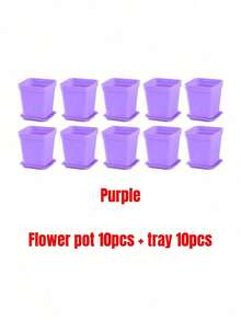 10/20pcs Colorful Mini Square Succulent Pot With Tray Plastic Flower Pot Plant Growing Container Suit For Home Garden Balcony Office - Multicolor - View 18
