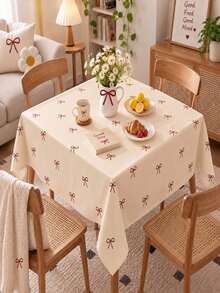 Joivida One Yellow Bow Tablecloth, Made Of Peach-Colored Velvet, Easy To Clean For Kitchen And Dining Room Decoration, Suitable For Parties, Picnics, Home Decorations, With A Bright Style, Durable Fabric, Movable Fabric, Party Tableware - Yellow bow - View 5