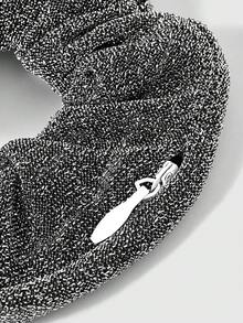 ROMWE 1 Piece Of Fashionable Silver Shiny Fabric Hair Rope, Cute Ponytail Hair Band, Storage, Change Bag, Zipper That Does Not Hurt The Hair. - Silver gray gypsy - View 3