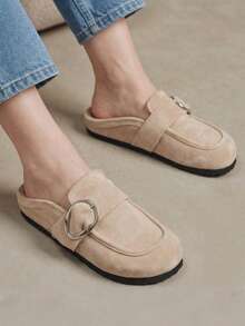 Solecia Retro Mules Shoes Side Buckle Back Empty Slippers Casual Shoes Fall Shoes - Khaki - View 2