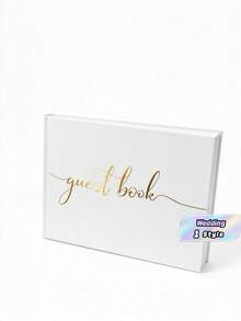 Elegant Linen Wedding Guest Book - 100 Blank Pages For Signatures And Photos; Multi-Purpose Guest Book For Anniversary, Baby Shower, Birthday, And Bridal Parties School Supplies - A - View 2