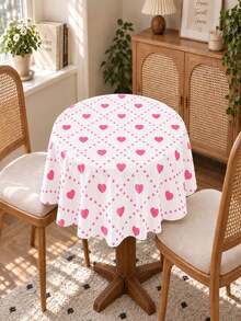 Joivida Taplak Meja Motif Berlian Titik Bulat Berbentuk Hati Warna Pink, Terbuat dari Bahan Beludru Peach, Mudah Dibersihkan, Cocok untuk Dekorasi Dapur dan Ruang Makan, Sesuai untuk Pesta, Piknik, Dekorasi Rumah, Dengan Gaya Cerah, Kain Tahan Lama, Untuk Perlengkapan Makan Pesta - Cinta - View 8