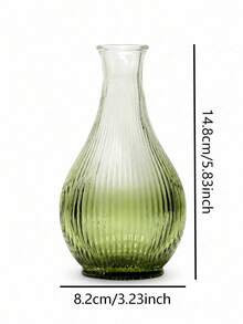 Cirelle 1Pc Glass Vase, Gradient Tinted Glass With Vertical Ribbed Texture, For Dried Floral Display, Tabletop Aesthetic, Boho, Modern Minimalist, Bedroom Shelf Decor, Housewarming Gift,For Living‑Room Vanity Decor To Refresh Household Ambient Layout - default - View 17