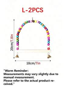 1 cái / 2 cái xích đu hạt màu sắc kèm chuông cho lồng chim, đồ chơi treo nhiều hình dáng cho thú cưng vui chơi - Nhiều màu - Xem 16