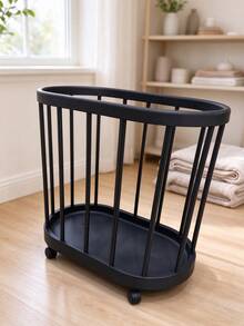 Waterproof Rolling Laundry Basket, Slim Large‑Capacity Dirty Clothes Hamper With Wheels For Bathroom Home, Yoga Mat Storage Bin - White - View 7