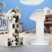 1 Pc Extra Large Reusable Foam Balloon Frame, Available In Number 1, 0, 8 For Free Combination. It Can Be Filled With Balloons And Flowers, Suitable For DIY, Birthdays, Valentine's Day, Anniversaries, Halloween, Christmas And Various Occasions. - White - View 7